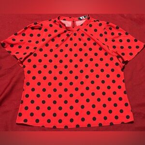Unlisted Red and Black Polka Dot Blouse